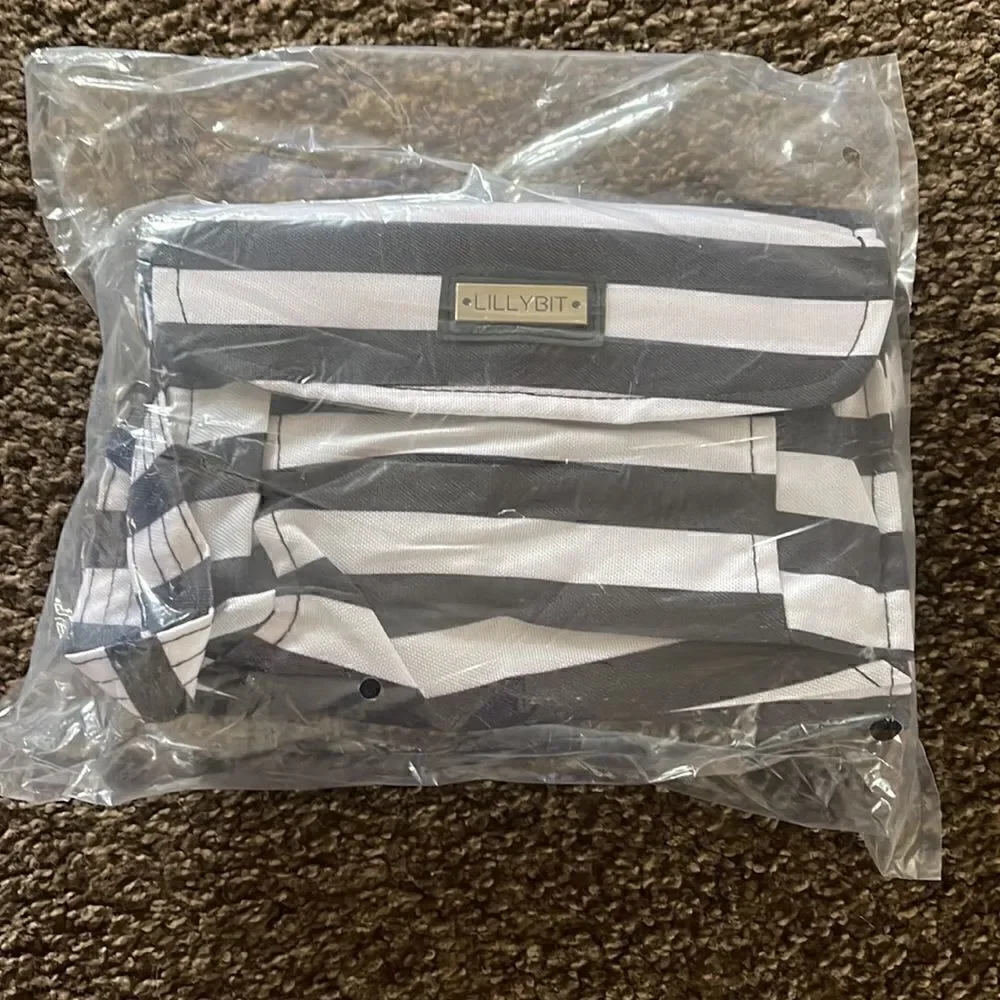 NWT- LillyBit Uptown Diaper Bag Clutch, Black & White Stripes